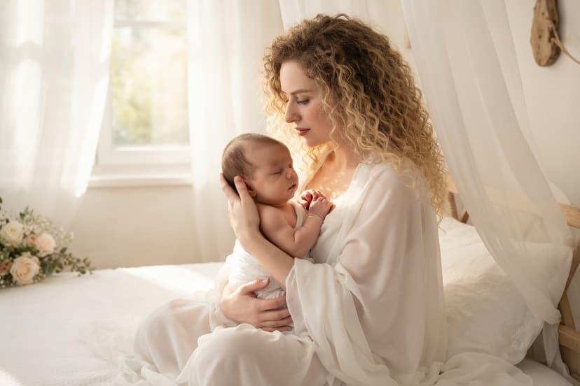 Sourozenec u newborn focení, perníček a klid