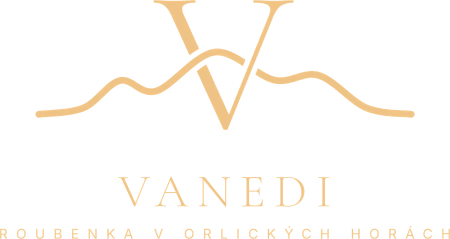Logo Roubenky Vanedi: písmeno V propletené s horami
