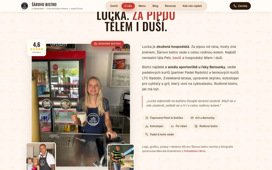 Web Šárova bistra: Lucka za pípou a hodnocení hostů
